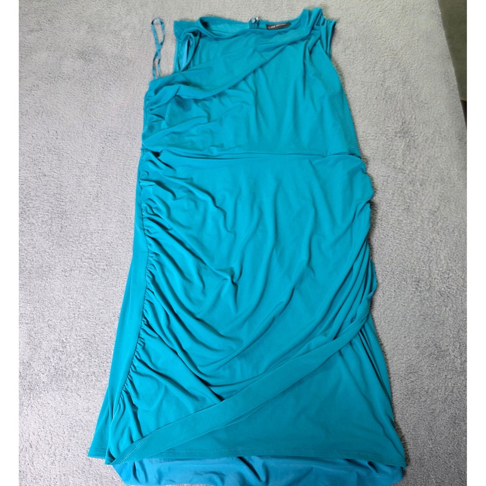 Lane Bryant Womens 22 Sheath Dress Teal Blue Ruched Draped Sleeveless 5748